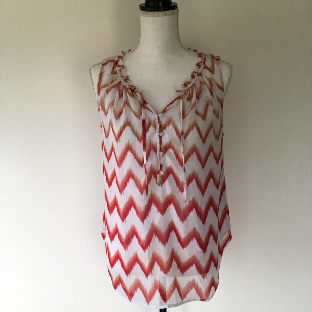 Medium Liz Claiborne Red Khaki & White Tank Top